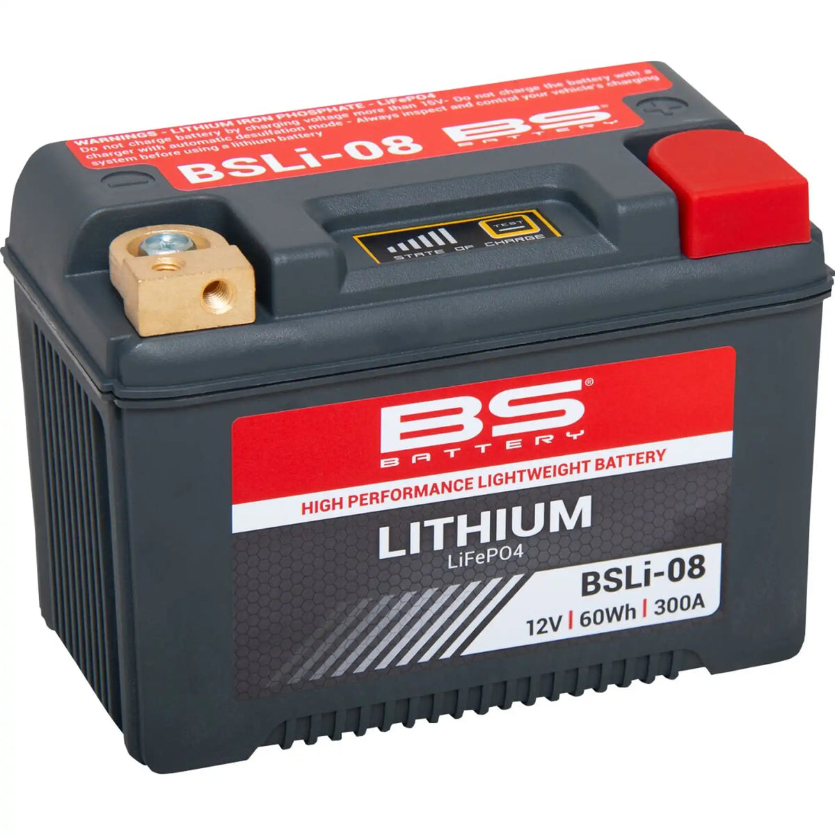 BS Battery BSLi-08 12,8V 5Ah 300A LiFePO4 lithium MC batteri