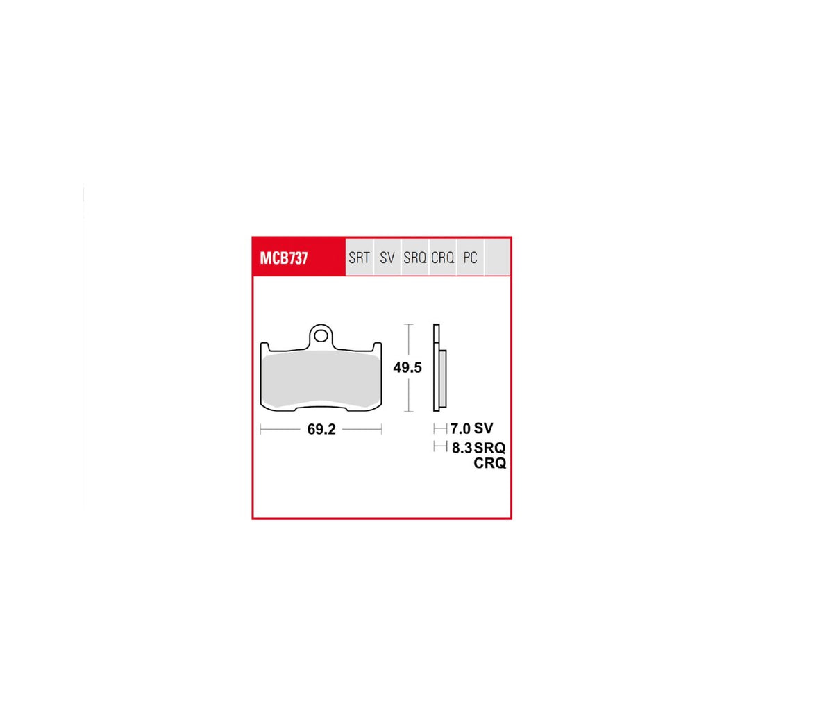 Triumph Tiger 1050 07-20 m.fl. – TRQ sinter-racingbremseklodser foran – TRW MCB737TRQ – supplerende produktillustration