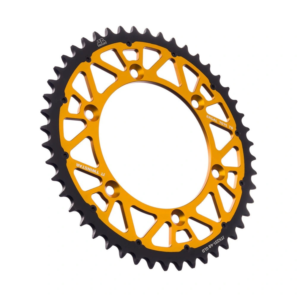 Bagtandhjul 48T, 520 – aluminium/stål, TwinStar, JTX251.48GLD – JT Sprockets