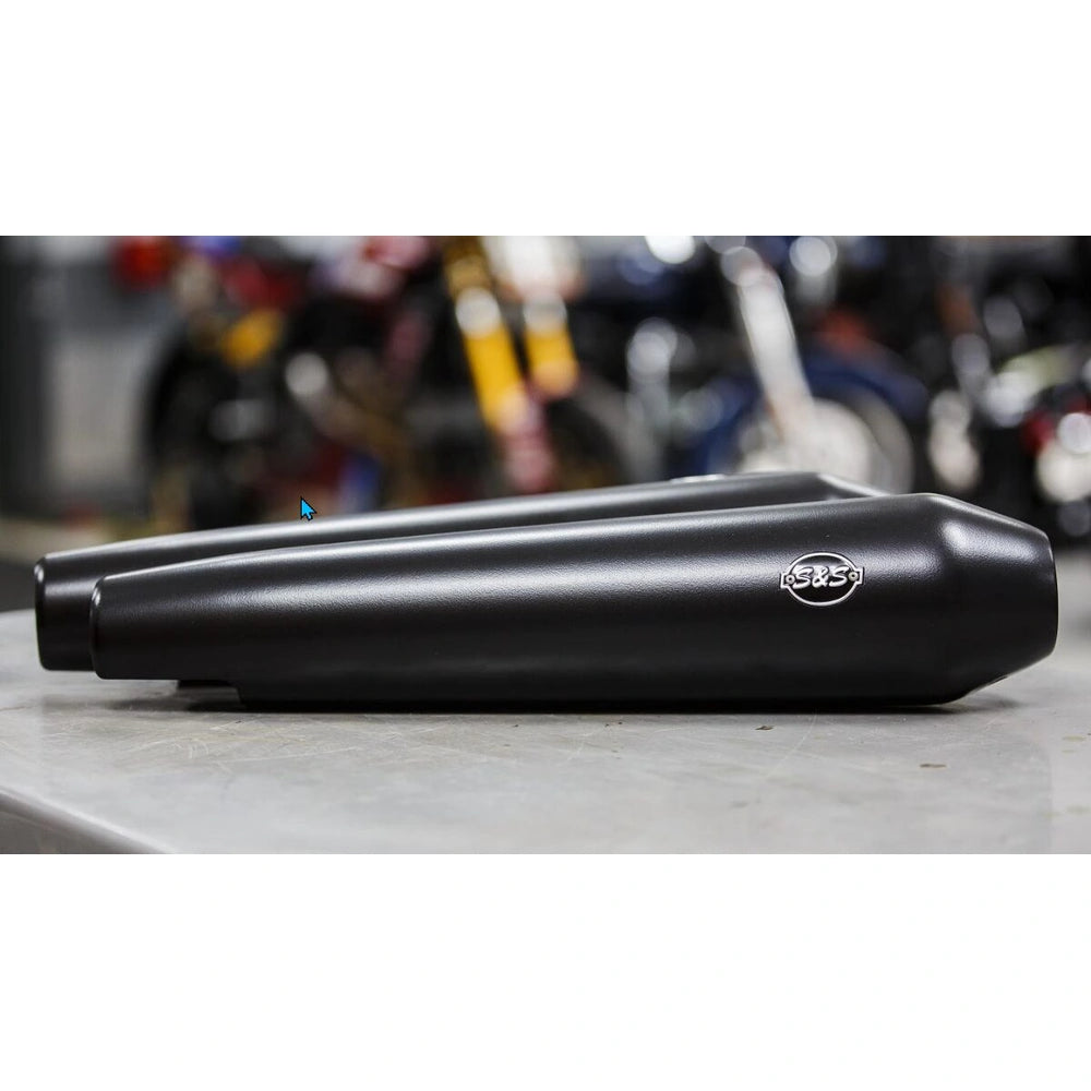 Royal Enfield Thunder Edition (19-23) Race only Slip-On Mufflers, sort, Conical end cap – S&S Cycle