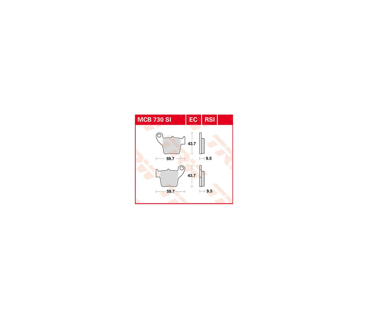 Honda CRF450R 02-22 m.fl. – EC keramisk/organiske bremseklodser bag – TRW MCB730EC – produktillustration