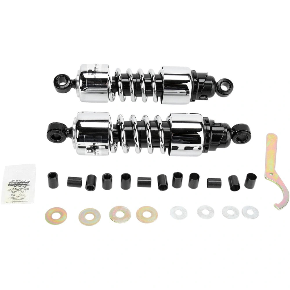412 Cruiser Series støddæmpersæt, 292 mm, Heavy Duty, sort/krom – Progressive Suspension støddæmper til mere kontrol og komfort