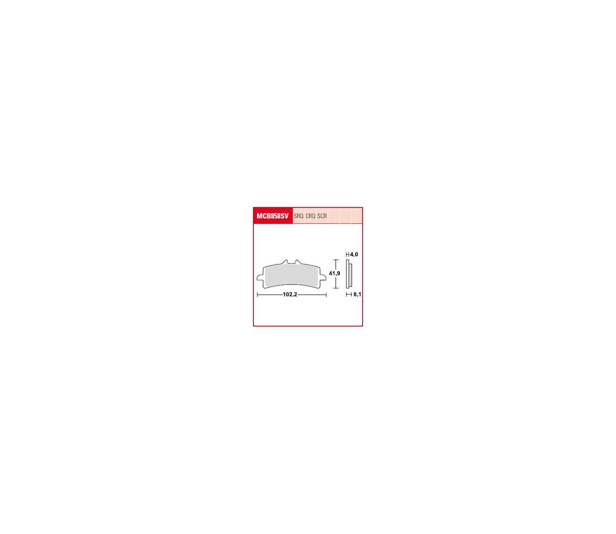Ducati XDIAVEL 1262 S 16-24 m.fl. – SCR sinter/carbon-racingbremseklodser foran – TRW MCB858SCR – produktillustration