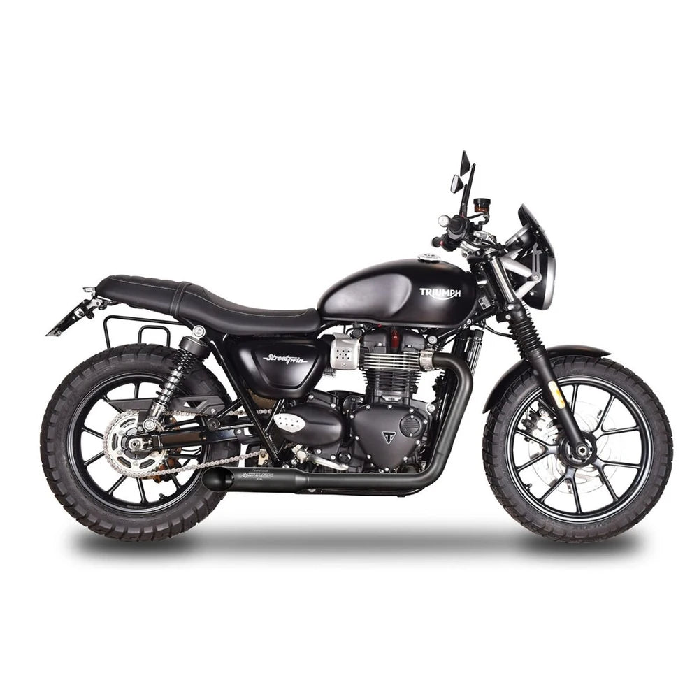 Triumph Bonneville 1200 T120 / Street Twin 900 (16-18) Hot Road komplet udstødning, sort – Spark – produktdetalje fra alternativ vinkel, billede 2