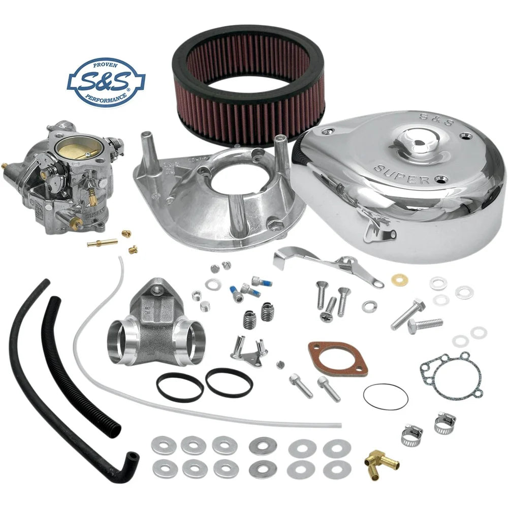 Harley-Davidson Touring / Softail (86-90) Super E Carburetor Kit with Manifold, krom / natural – S&S Cycle