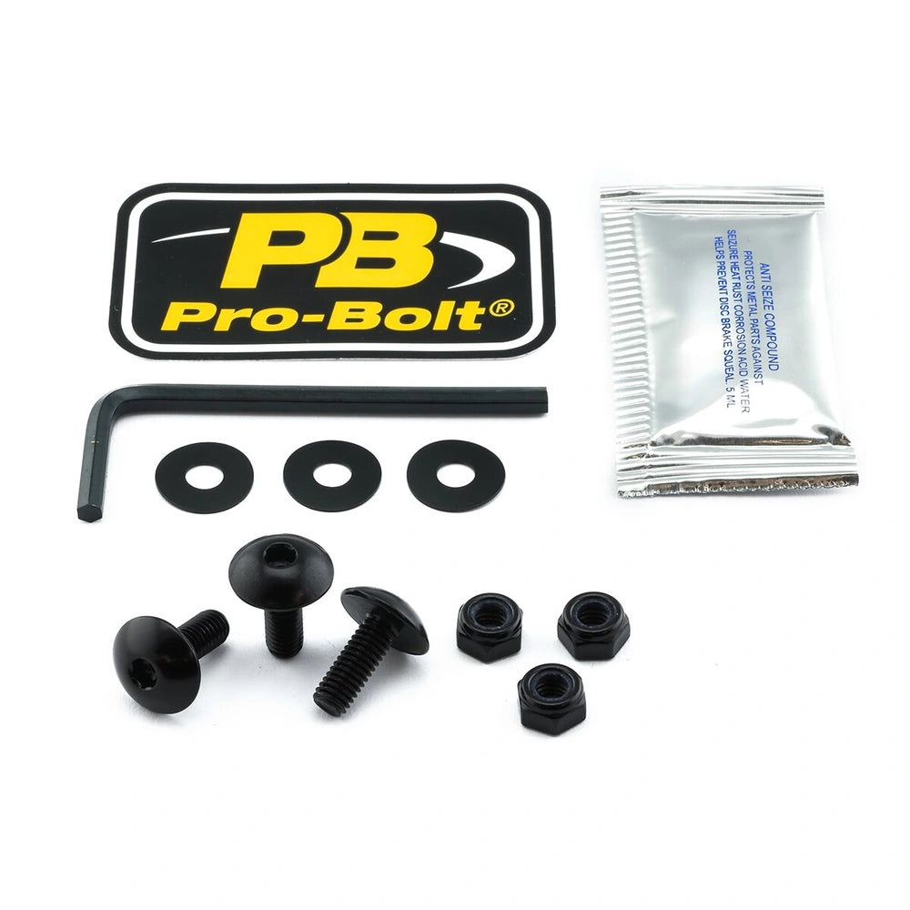 Nummerpladeboltsæt, 6 stk. – 7075-T6 aluminium, sort, NPLATE10 – Pro-Bolt