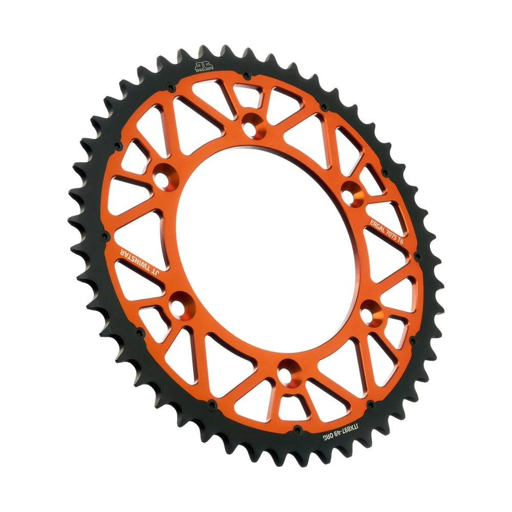 Bagtandhjul 49T, 520 – aluminium/stål, TwinStar, JTX897.49ORG – JT Sprockets