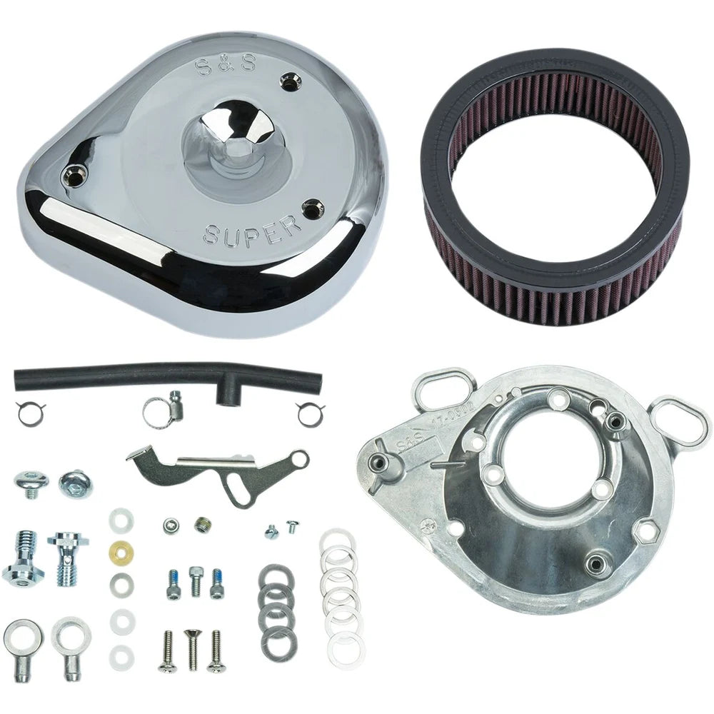 Harley-Davidson modeller (91-03) Teardrop Air Cleaner Kit, Super E and G, Teardrop, krom – S&S Cycle