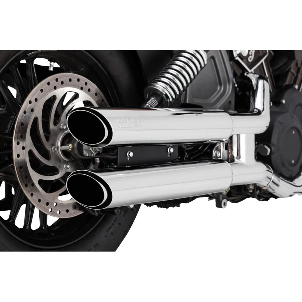 Indian Bobber Sixty (15-24) Twin Slash 3" slip-on, krom – Vance & Hines – monteret på motorcykel – design og pasform 3