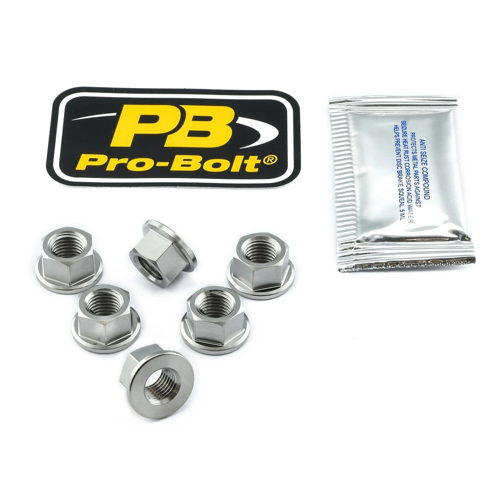 Kædehjulsmøtrikker, M10, 6 stk. – Grade 5 titanium, TI6SPN10 – Pro-Bolt