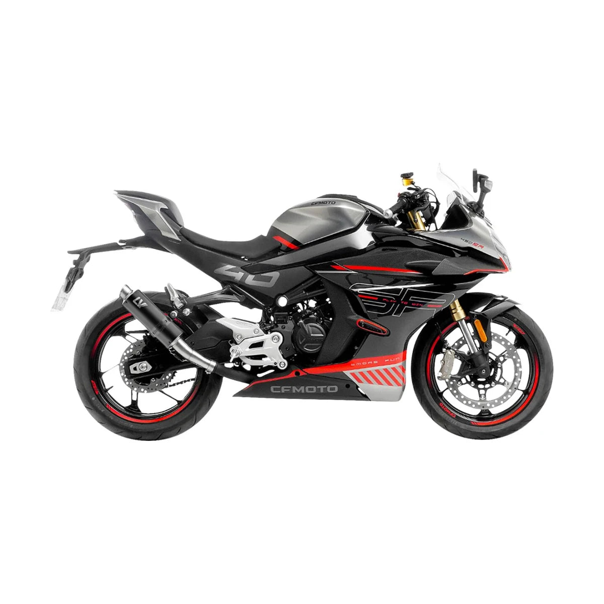 CFMOTO SR S 450 (23-26) LeoVince GP Corsa slip-on – rustfri