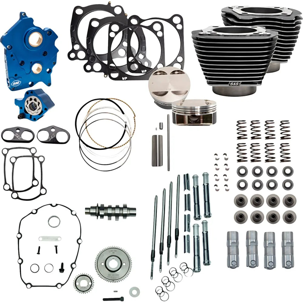 Harley-Davidson modeller (17-26) 128" 550G Power Package, gear drive, Black Granite / highlighted fins – S&S Cycle