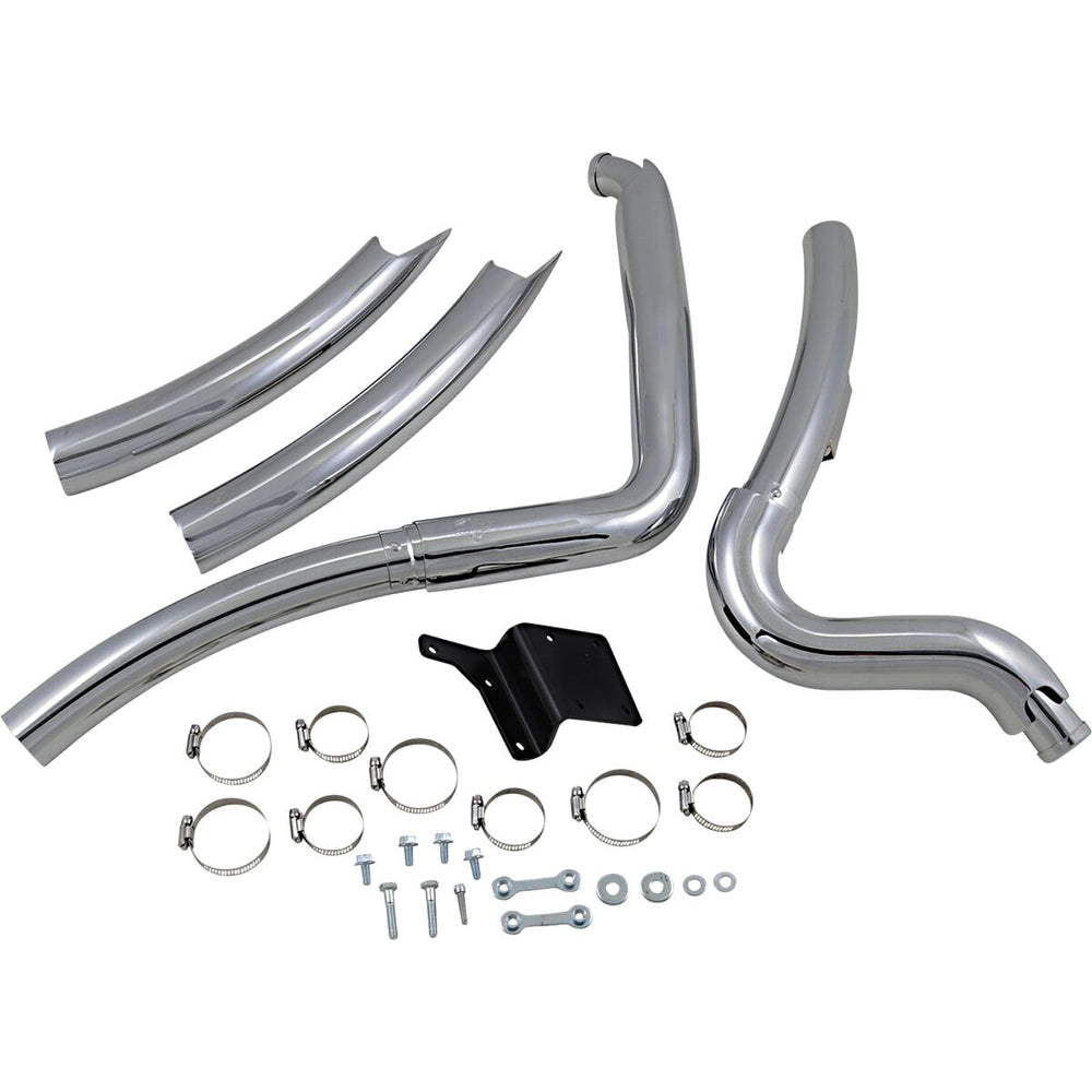 Harley-Davidson Dyna (91-05) 2-into-2 Big Radius komplet udstødning, krom – Vance & Hines – detaljebillede af udstødning og finish 2