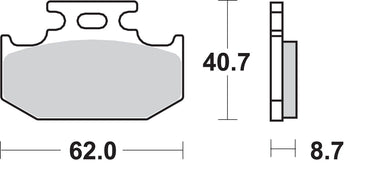 SBS 632HF keramiske bremseklodser – for – mål og dimensioner
