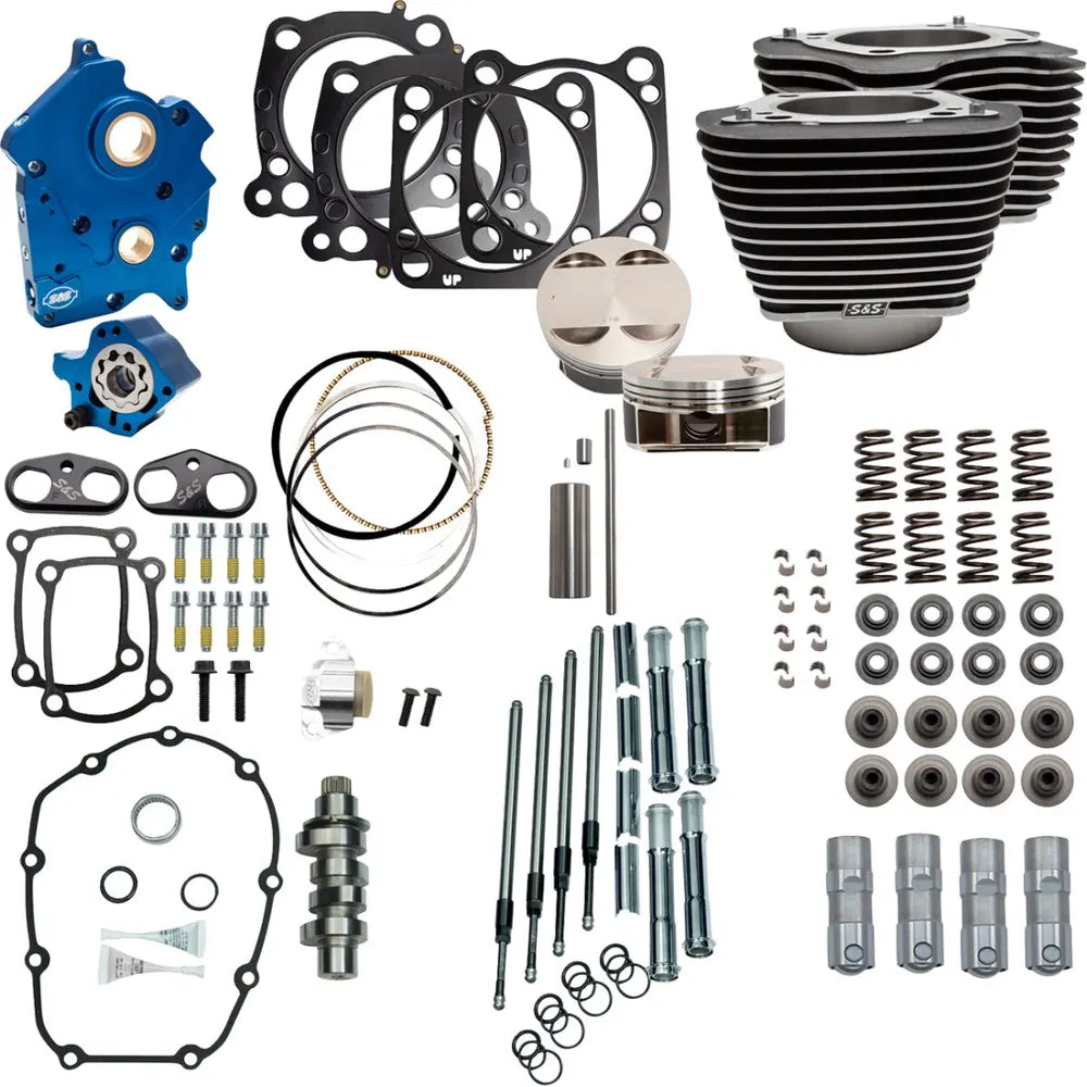 Harley-Davidson modeller (17-25) 124" Power Package, chain drive, sort / non-highlighted fins – S&S Cycle
