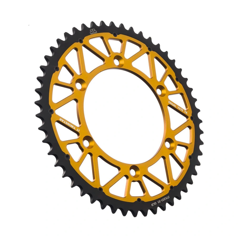 Bagtandhjul 51T, 520 – aluminium/stål, TwinStar, JTX251.51GLD – JT Sprockets