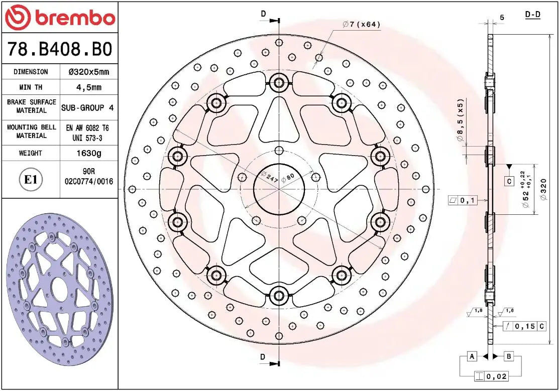 Ekstra produktbillede af KTM DUKE 690 R 13-17 bremseskive – Brembo Oro flydende