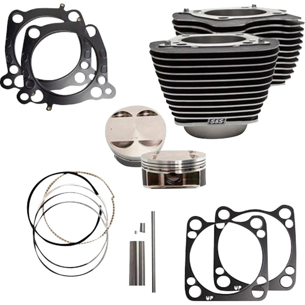 Harley-Davidson modeller (17-25) 124" Big Bore Kit, highlighted fins / Wrinkle Black – S&S Cycle