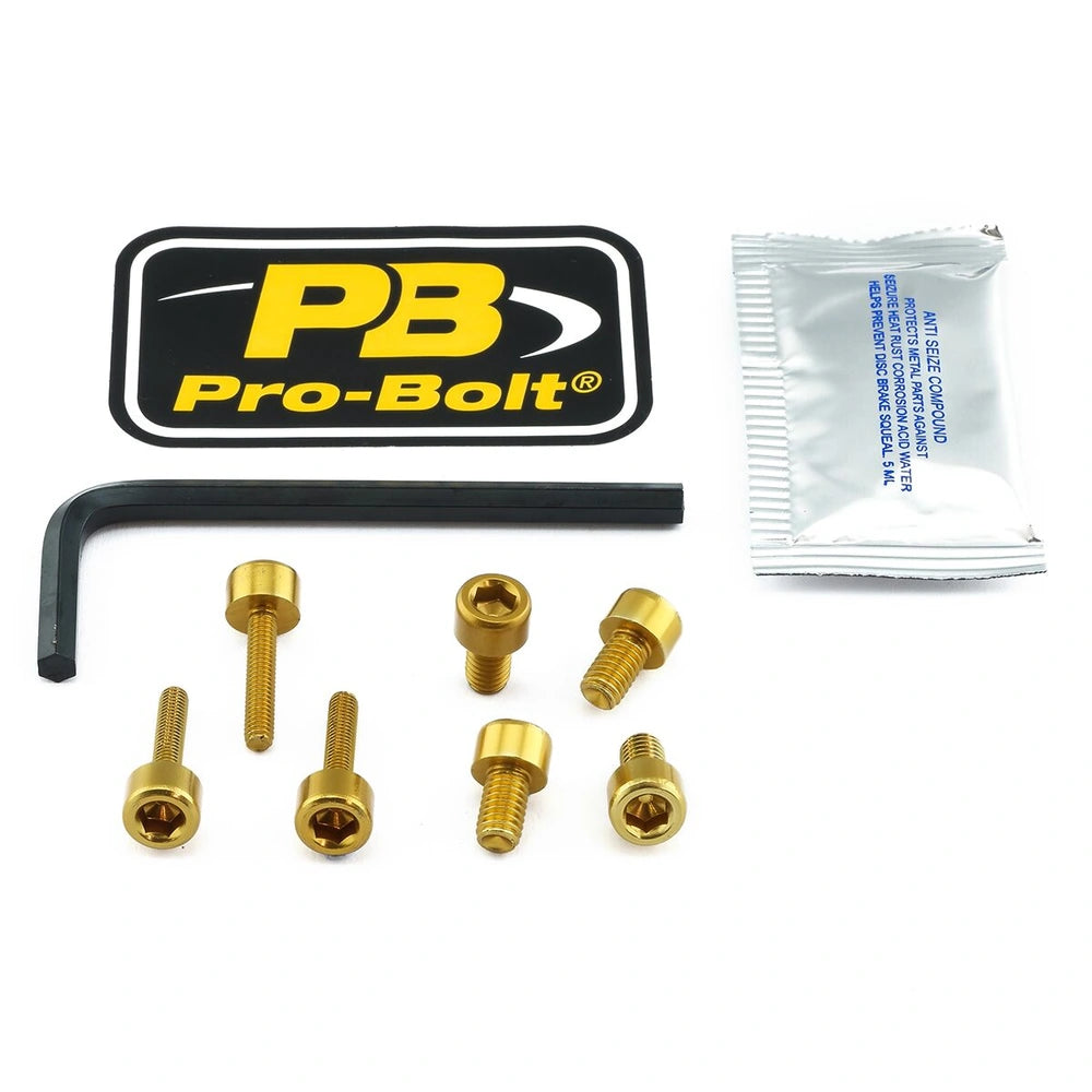 Tankdækselboltsæt, 7 stk. – 7075-T6 aluminium, guld, THO089 – Pro-Bolt