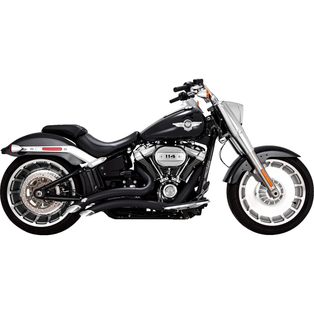 Harley-Davidson Softail / Dyna (18-24) Big Radius komplet udstødning, sort – Vance & Hines – detaljebillede af udstødning og finish 2