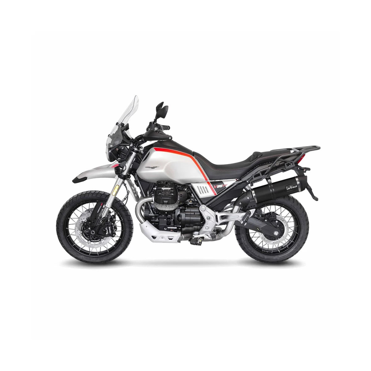 Moto Guzzi V85 850 TT (18-26) LeoVince LV One EVO slip-on – rustfri – mat sort – ekstra produktvisning af lyddæmper, finish og detaljer 4