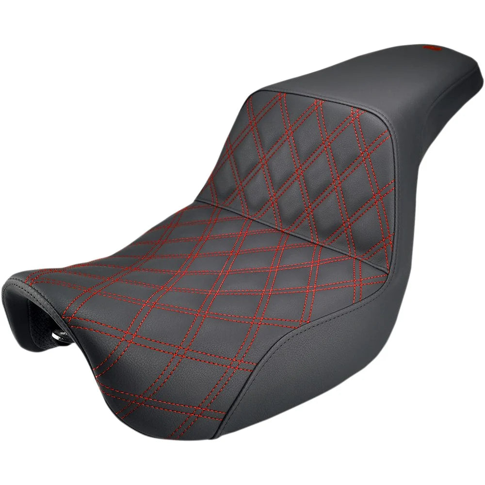 Harley-Davidson Dyna (06-17) Step-Up 2-up sæde Front Lattice Stitch/ Red Stitching – Saddlemen