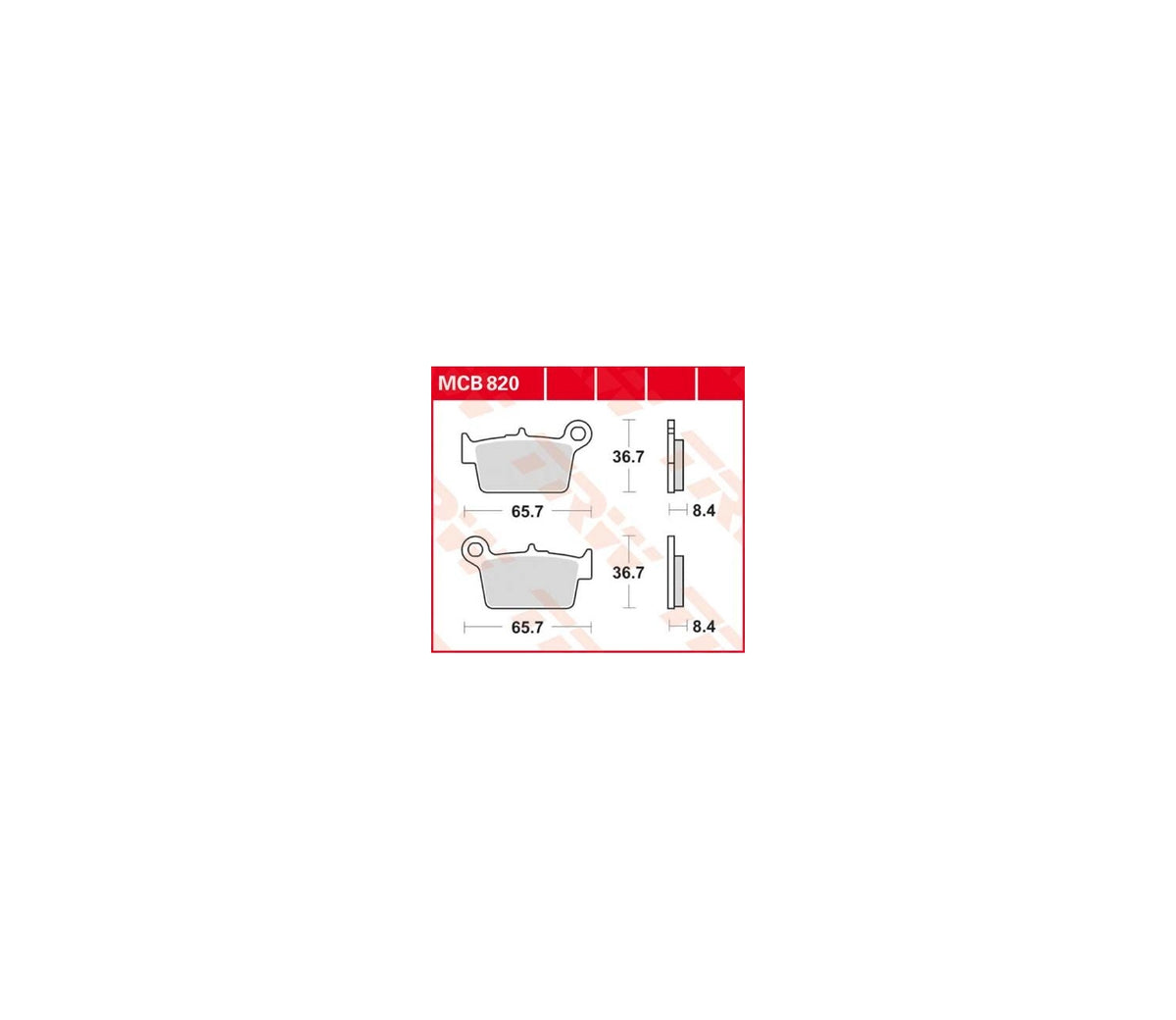 Beta RR 50 08-25 m.fl. – organiske bremseklodser bag – TRW MCB820 – produktillustration