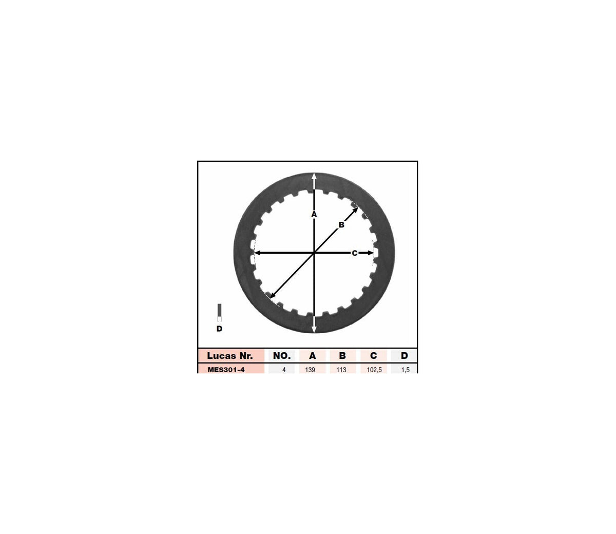 Honda CBR600RR 03-16 – komplet koblingssæt – TRW MSK104 – målskitse og teknisk illustration
