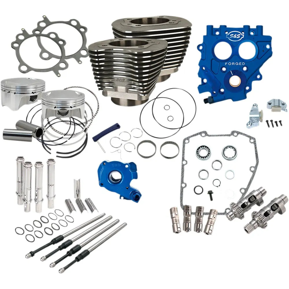 Harley-Davidson Twin Cam (99-06) 100" 585CE Power Package, chain drive, Wrinkle Black, chrome pushrod tubes – S&S Cycle
