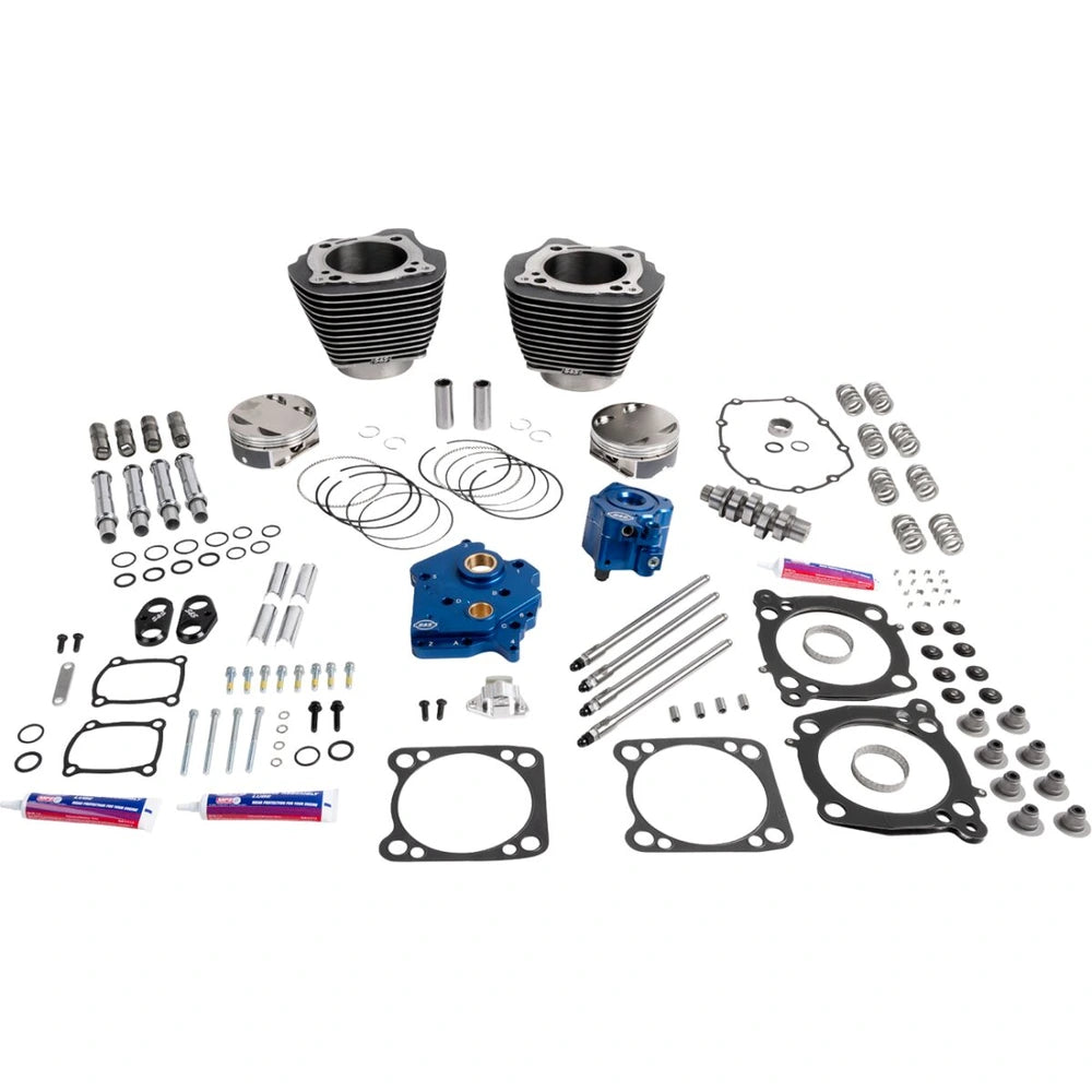 Harley-Davidson Touring (17-26) 132" 496 Series Power Package, chain drive, Black Granite / highlighted fins, chrome pushrod tubes – S&S Cycle