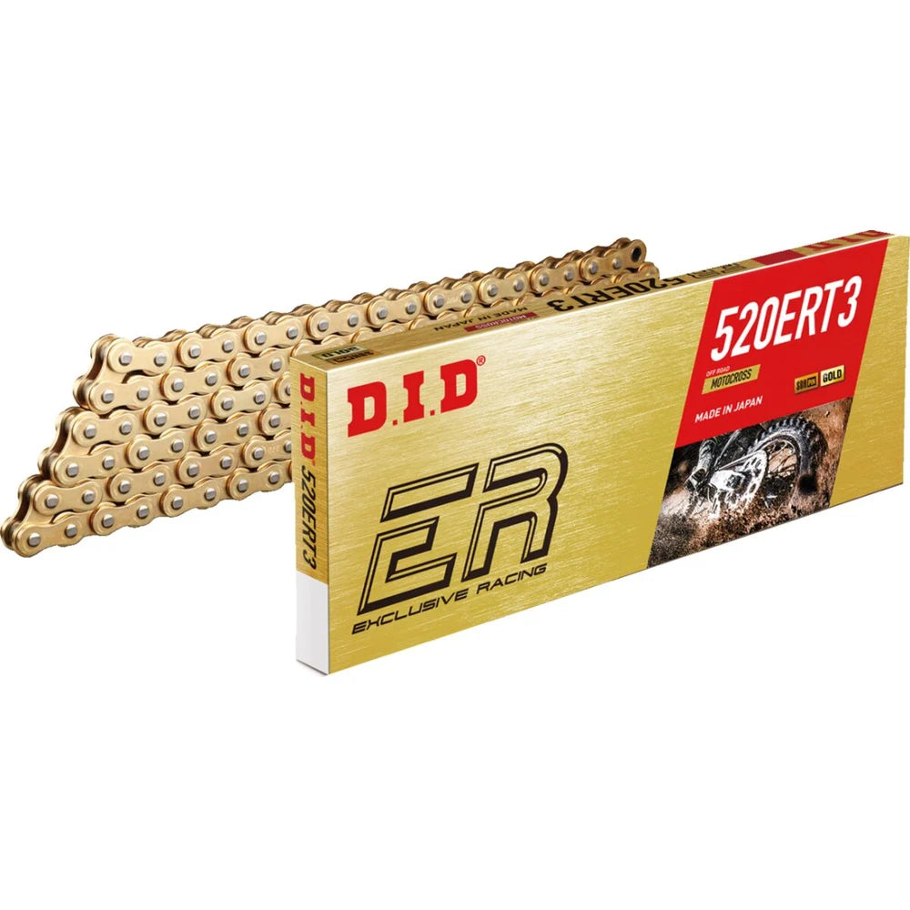 DID 520 ERT3 MC-kæde uden tætningsringe, 120 led i guld – til racing, motocross og supercross