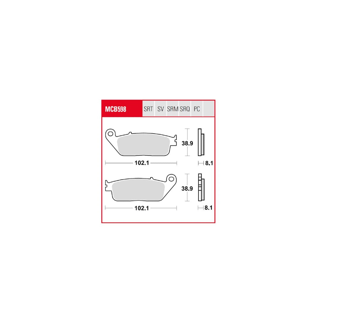 Honda CB600F 98-12 m.fl. – TRQ sinter-racingbremseklodser foran/bag – TRW MCB598TRQ – supplerende produktillustration