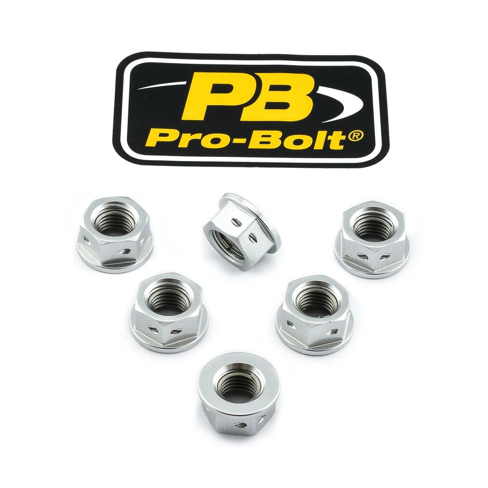Kædehjulsmøtrikker, M10, 6 stk. – 7075-T6 aluminium, sølv, SPN10D – Pro-Bolt