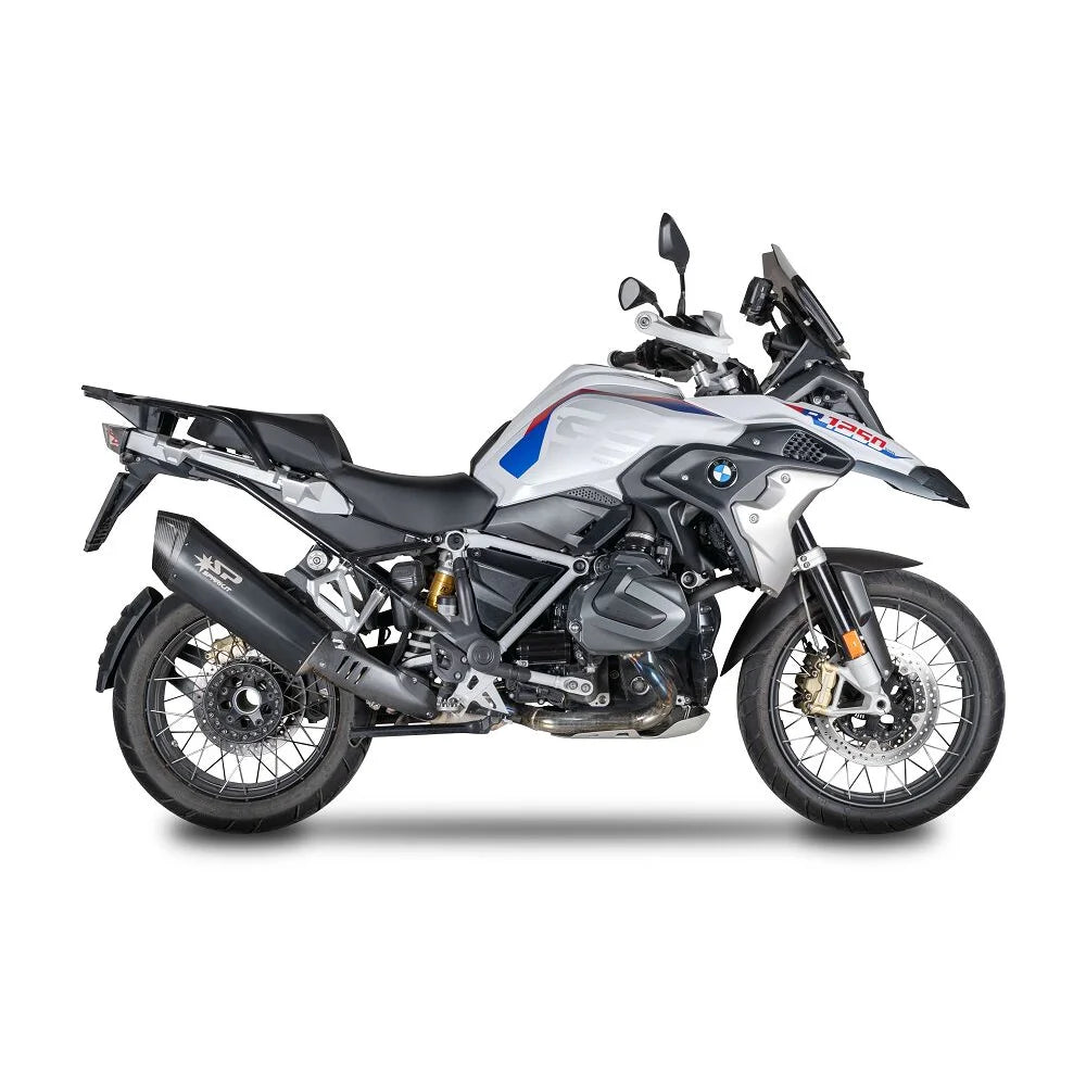 BMW R 1200/1250 GS (13-24) Fighter Evo slip-on, sort – Spark – produktdetalje fra alternativ vinkel, billede 4