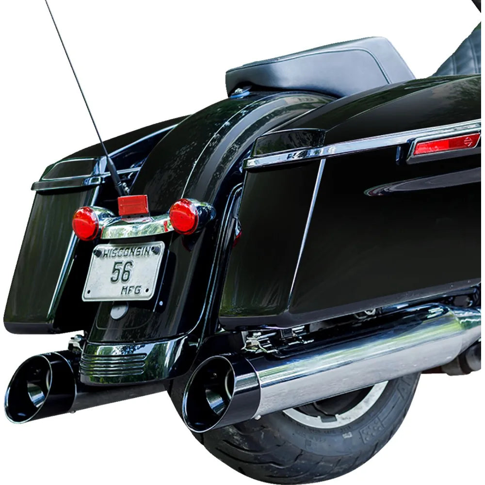 Harley-Davidson Touring (95-16) 4-1/2" MK45 Cutlass Performance Mufflers, krom, Cutlass end cap, sort / Gloss end cap – S&S Cycle – ekstra produktvisning 2