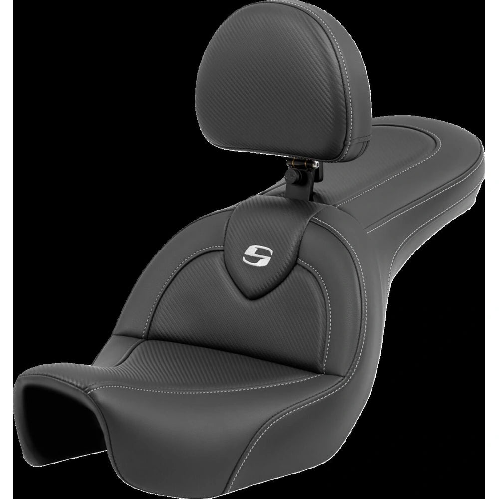 Harley-Davidson Dyna (06-17) Roadsofa 2-up sæde Carbon Fiber med førerryglæn – Saddlemen