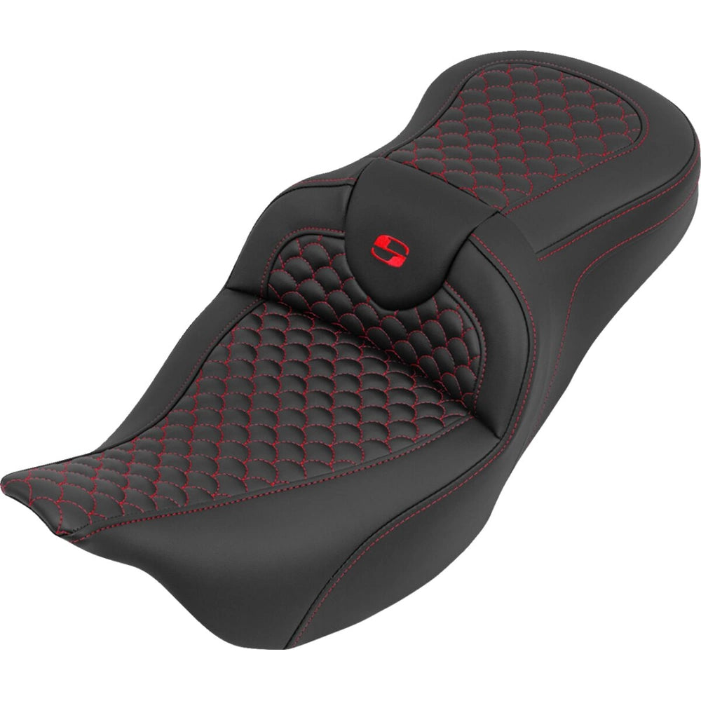 Harley-Davidson Touring (08-25) Roadsofa 2-up sæde Dragon Stitch rød syning – Saddlemen