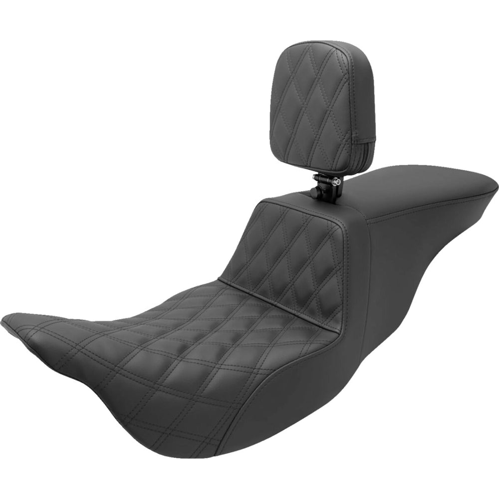 Harley-Davidson Touring (08-24) Step-Up 2-up sæde Passenger Lattice Stitch med førerryglæn – Saddlemen