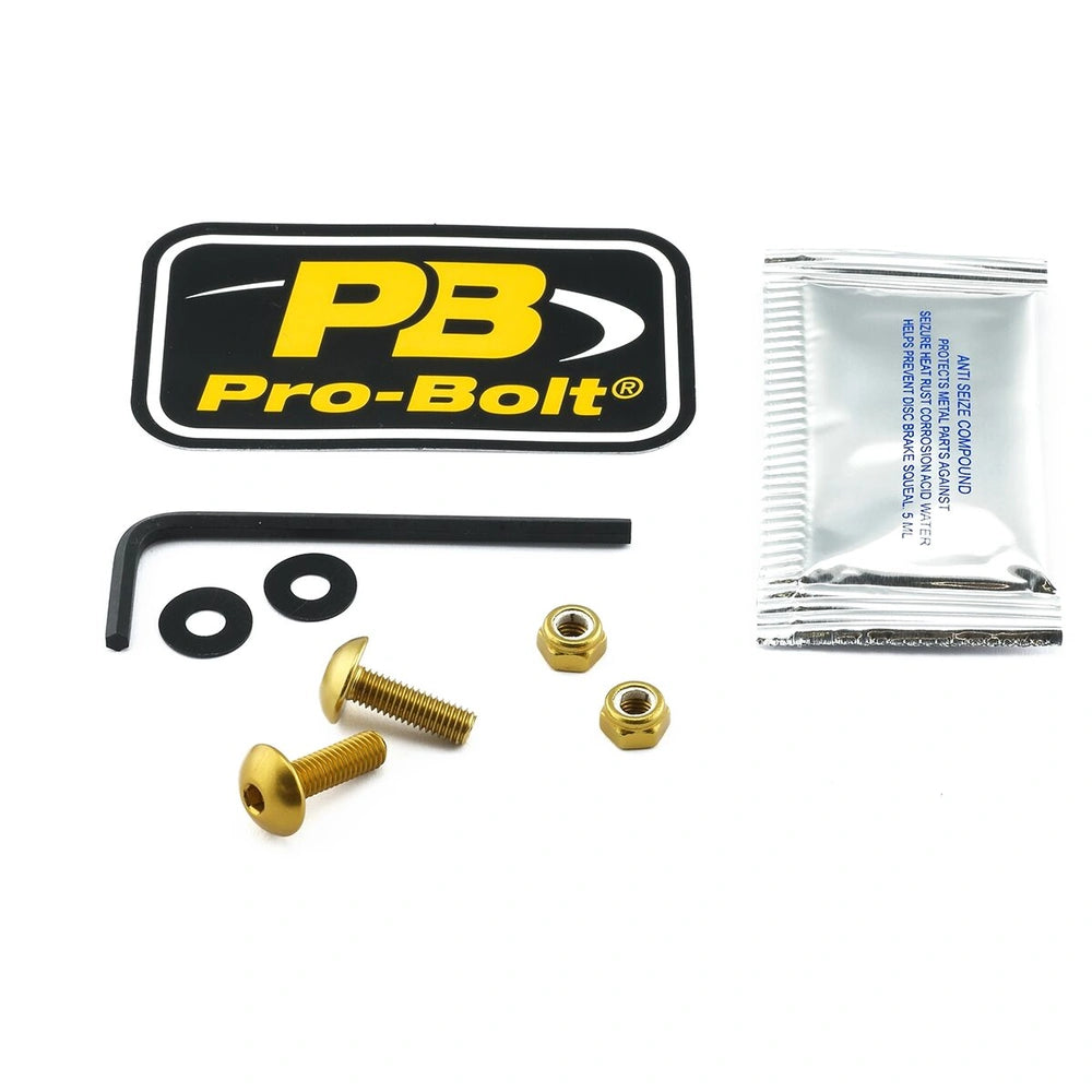 Nummerpladeboltsæt, 4 stk. – 7075-T6 aluminium, guld, NPLATE – Pro-Bolt