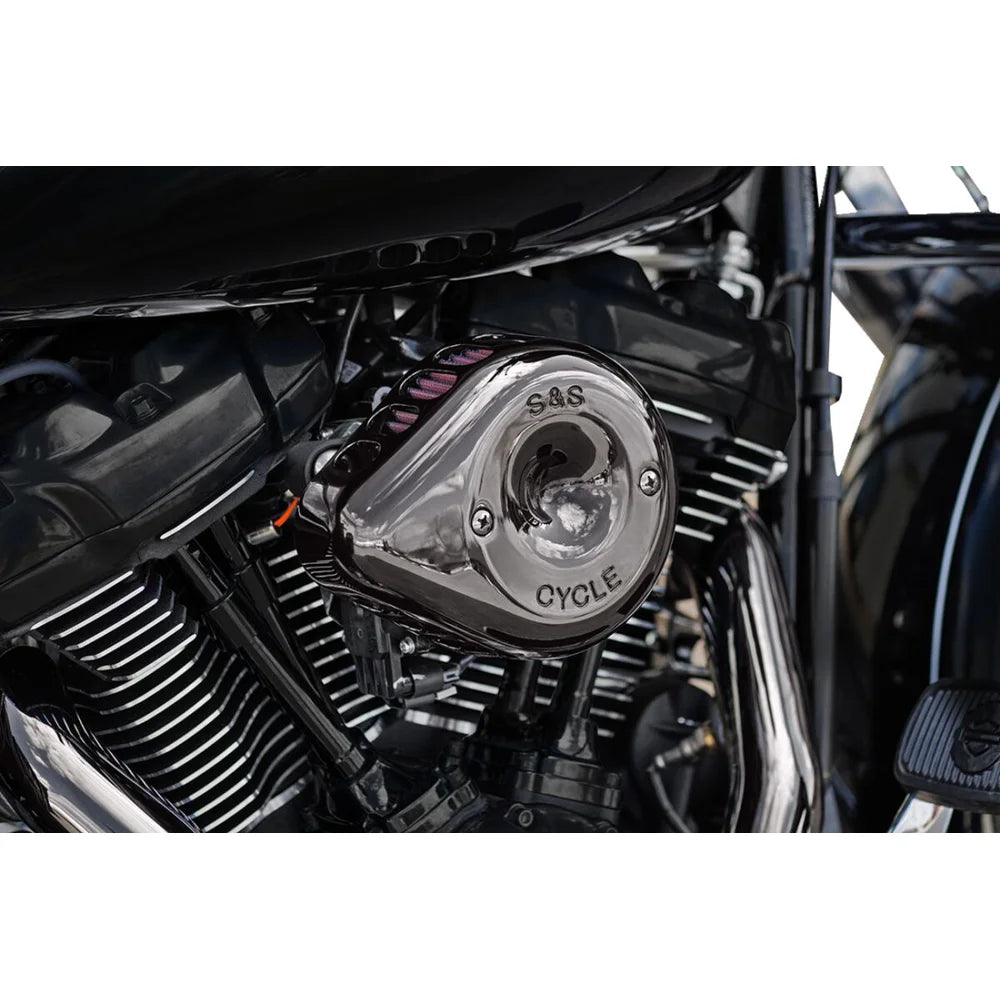 Harley-Davidson modeller (17-25) Stealth Teardrop Air Cleaner Kit, Mini Teardrop, Lava Chrome – S&S Cycle – alternativ vinkel 3