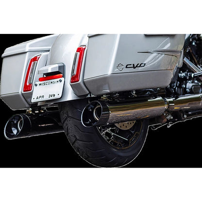 Harley-Davidson Touring / Trike (17-25) 4-1/2" MK45 Performance Slip-On Mufflers, Lava Chrome, Slash-Cut end cap, sort end cap – S&S Cycle – alternativ vinkel 3