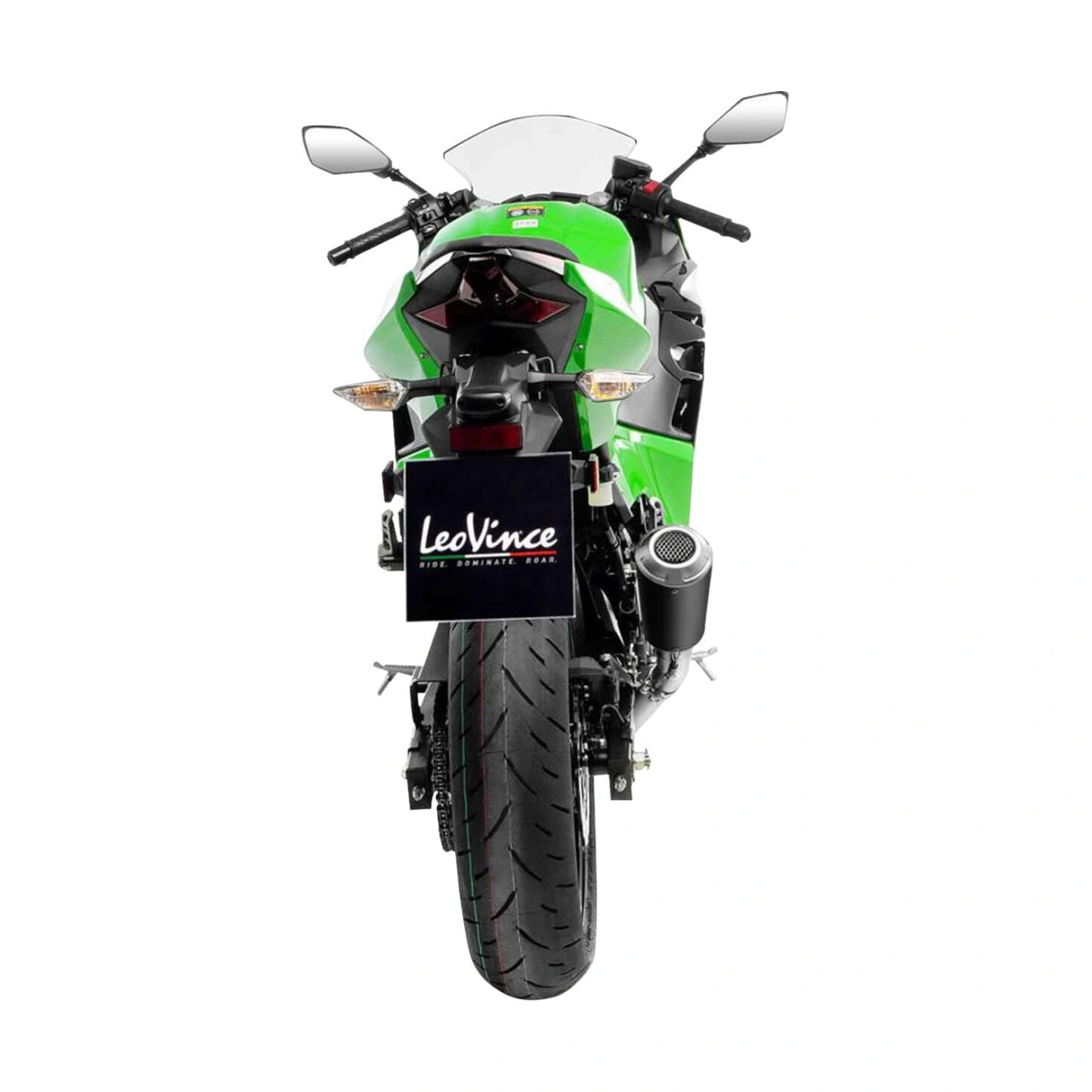 Kawasaki Ninja 400 (18-23) m.fl. LeoVince LV-10 slip-on – rustfri – mat sort – 15218BU – ekstra produktvisning af lyddæmper, finish og detaljer 6