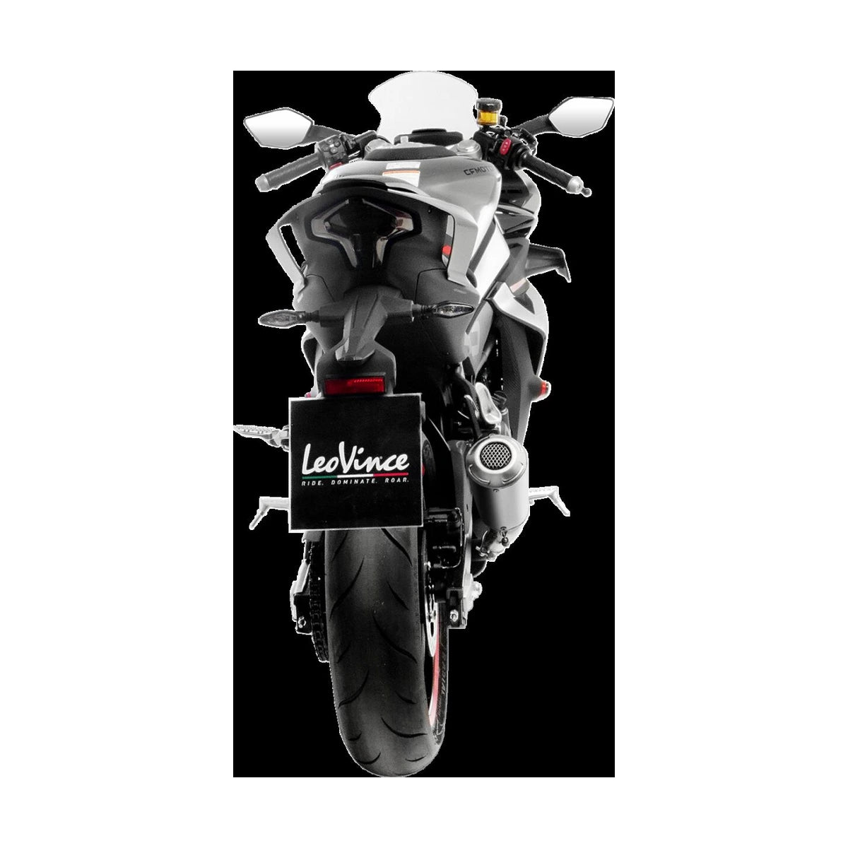 CFMOTO 450SR (23-24) m.fl. LeoVince LV-10 slip-on – rustfri – ekstra produktvisning af lyddæmper, finish og detaljer 4