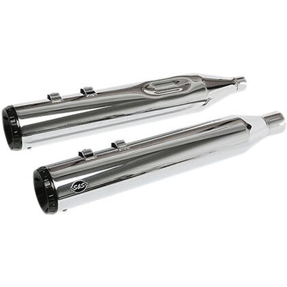 Harley-Davidson Touring (17-25) GNX Slip-On Mufflers, krom, Tuxedo Black end cap – S&S Cycle