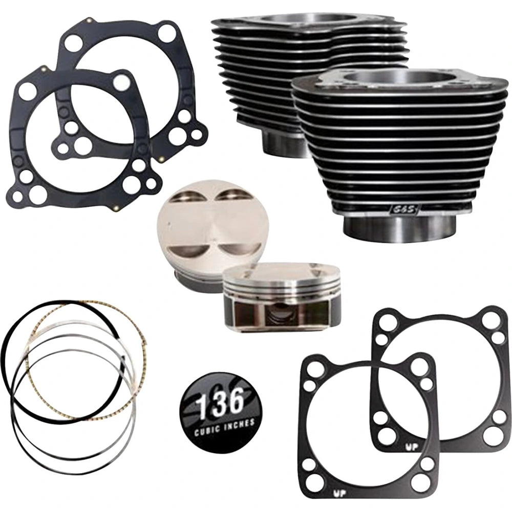 Harley-Davidson modeller (17-23) 136" Big Bore Kit, Black Granite / highlighted fins / Powder-Coated – S&S Cycle – ekstra produktvisning 2