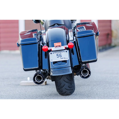 Harley-Davidson Touring (95-16) 4-1/2" GNX Slip-On Mufflers, Guardian Black, Tuxedo Black end cap – S&S Cycle – produktdetalje 4
