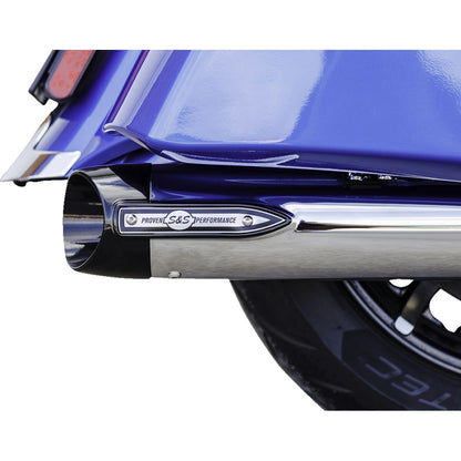 Indian Elite (14-26) 4" Broadhead Slip-On Mufflers, krom, Slash-Cut end cap – S&S Cycle – detaljevisning 15
