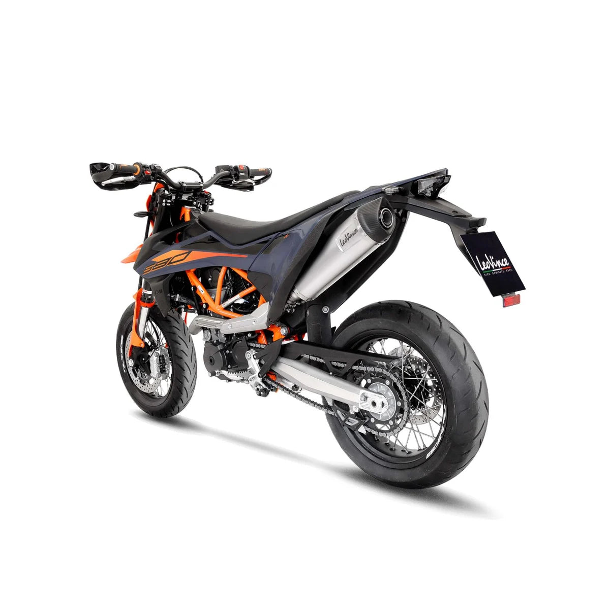 KTM 690 SMC R (21-24) m.fl. LeoVince LV One EVO slip-on – rustfri – ekstra produktvisning af lyddæmper, finish og detaljer 2