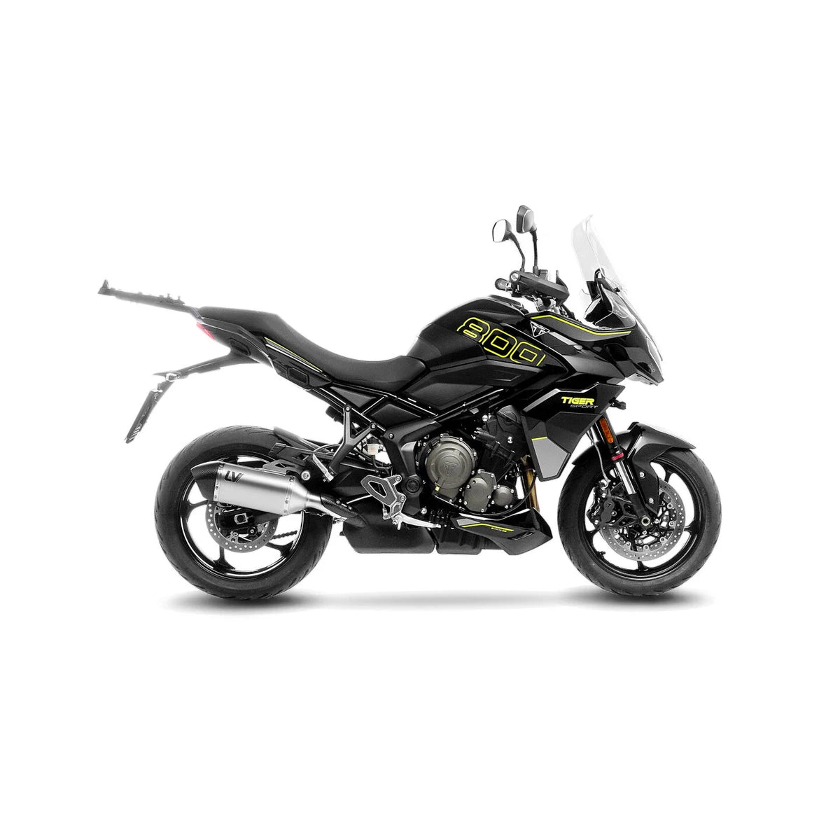 Triumph Tiger 800 (25) LeoVince LV-14 slip-on – rustfri – godkendt – titanium-look – ekstra produktvisning af lyddæmper, finish og detaljer 4