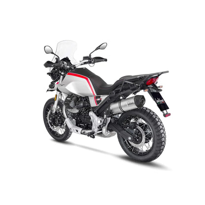 Moto Guzzi V85 850 TT (18-26) LeoVince LV One EVO slip-on – rustfri – titanium-look – ekstra produktvisning af lyddæmper, finish og detaljer 5
